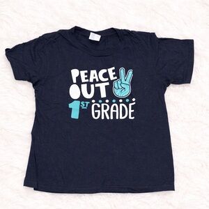 Peace Out 1st Grade Shirt Youth Small 7/8 Back to School Tee Black